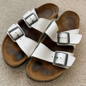 White soft bed Birkenstock sandles